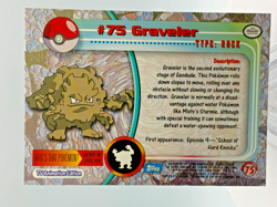 1999 Topps Pokemon TV Animation 1st Printing #75 Graveler Blue Logo - Image 2
