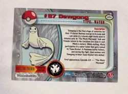 Dewgong #87 - Topps BLUE LOGO - Tv Animation - Non Holo POKEMON CARD - Image 2