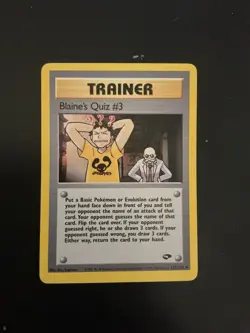 Pokemon Blaine’s Quiz #3 Trainer Card Gym Challenge #112/132 Wotc - Image 1