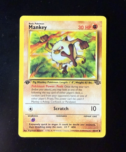 Pokemon TCG Mankey Jungle 1st Edition Common Card 55/64 - Image 1