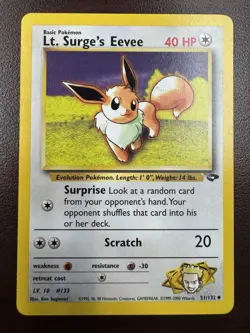 Lt. Surge's Eevee 51/132 Uncommon Gym Challenge 2000 Pokemon LP+ - Image 1