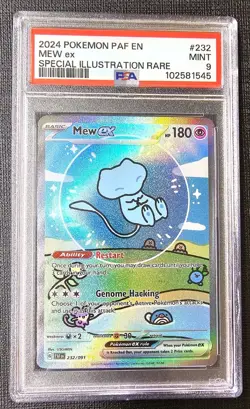 2024 POKEMON SV PALDEAN FATES #232/091 MEW EX ILLUSTRATION RARE HOLO PSA 9 - Image 1