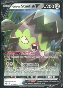 Galarian Stunfisk V - 128/189 - Darkness Ablaze - Ultra Rare Pokemon Mint - Image 1
