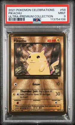 2021 Pikachu #58 Pokemon Celebrations Ultra-Premium Collection MINT PSA 9 Metal - Image 1