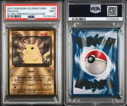 2021 Pikachu #58 Pokemon Celebrations Ultra-Premium Collection MINT PSA 9 Metal - Image 3