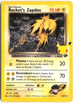 Rocket's Zapdos 15/132 holo Celebrations: Classic Collection Pokemon - Image 1