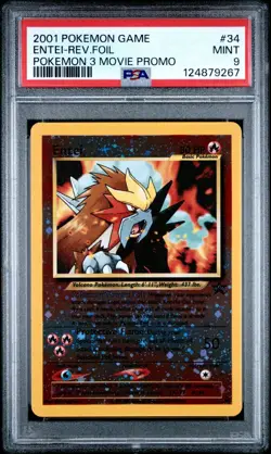2001 ENTEI REVERSE FOIL #34 Black Star Movie Promo Pokemon PSA 9 - Image 1