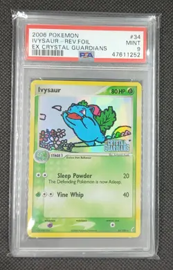 2006 POKEMON EX CRYSTAL GUARDIANS #34 IVYSAUR-REVERSE FOIL PSA 9 - Image 1
