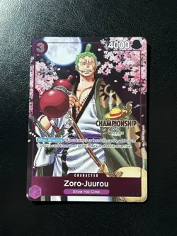 2025 One Piece EN CS 25-26 Finalist Textured Black Stamp Roronoa Zoro-Juurou - Image 1