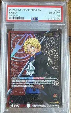 One Piece EB02 Sabo Gold SP Leader OP05-001 25th Anniversary PSA 10 - Image 1