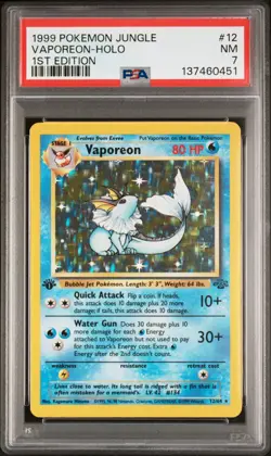1999 POKEMON JUNGLE 1ST ED #12 VAPOREON-HOLO PSA 7 - Image 1