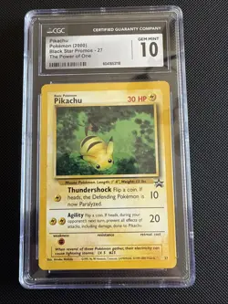 Pikachu Pokemon 2000 Black Star Promo 27 The Power of One CGC 10 Gem Mint - Image 1