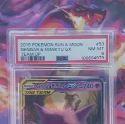 Pokemon 2019 Sun & Moon Team Up Gengar & Mimikyu GX 53/181 Ultra Rare Holo PSA 8 - Image 3