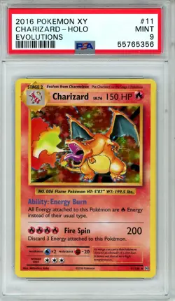 2016 Pokemon XY Evolutions Charizard #11 Holo PSA 9 MINT - Image 1