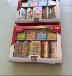 2 boxes of Pokemon Scarlet & Violet 151 5-Pack Mini Tins w/4 Promos - Image 1