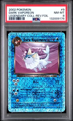Dark Vaporeon 9/110 Pokemon Legendary Collection Reverse Holo #9 PSA 8 NM-MT - Image 1