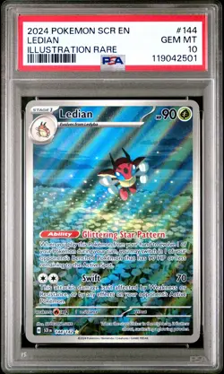 Ledian Illustration Rare PSA 10 2024 Pokemon Scr En-Stellar Crown #144 - Image 1