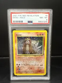 Pokemon Entei - 6/64 - Holo Rare - Neo Revelation - Pokemon Card - PSA 8 Swirl - Image 1