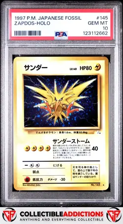 1997 Pokemon Japanese Fossil #145 Zapdos Holo PSA 10 Gem Mint - Image 1