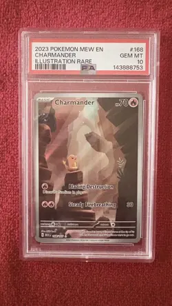 2023 POKEMON MEW EN-151 ILLUSTRATION RARE #168 CHARMANDER PSA 10 - Image 1