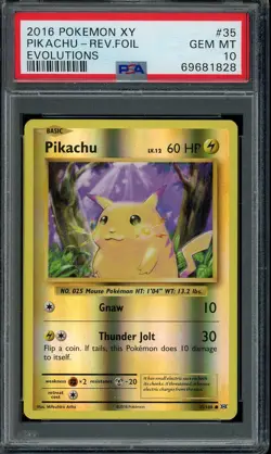 2016 POKEMON XY EVOLUTIONS #35 PIKACHU-REVERSE FOIL PSA 10 - Image 1