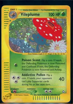 Pokemon AQUAPOLIS - #H31/H32 Vileplume - Holo - ENG - SWIRL - Moderately Played - Image 1