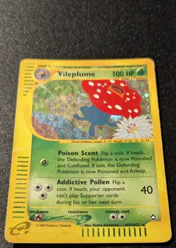 Pokemon AQUAPOLIS - #H31/H32 Vileplume - Holo - ENG - SWIRL - Moderately Played - Image 4