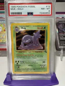 1999 Pokemon Fossil Muk Holo 13/62 PSA 8 - Image 1