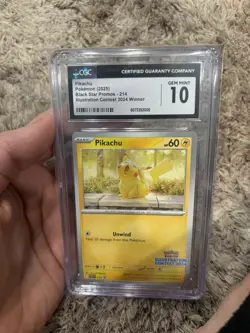 CGC 10 Pikachu Black Star Promo 214 Illustration Contest 2024 Pokemon TCG - Image 1
