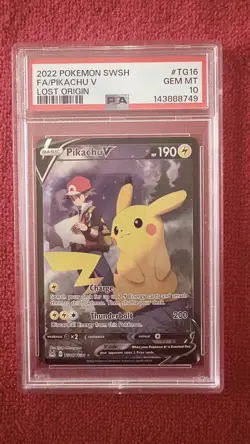 Pokemon 2022 SWSH FA/Pikachu V Lost Origin PA #TG16 PSA 10 GEM - Image 1