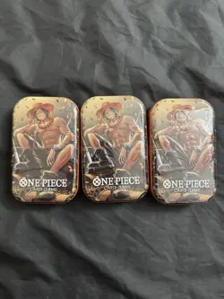 One Piece Card Game Mini Tin Pack Set Vol 2 Ace lot of 3 tins. NEW AND SEALED - Image 1