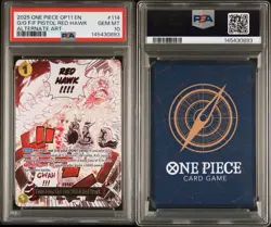 2025 ONE PIECE TCG GUM-GUM FIRE FIST PISTOL RED HAWK OP11-114 Eng ALT ART PSA 10 - Image 3