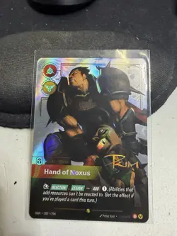 Riftbound TCG Over numbered Signature Hand of Noxus Darius OGN Legend Holo Card - Image 1