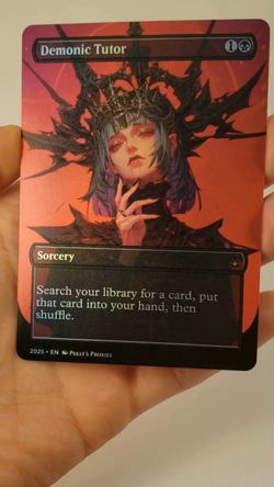 Demonic Tutor FOIL Proxy Card with Custom Anime Playtest Art Design - Image 2