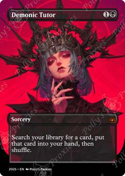 Demonic Tutor FOIL Proxy Card with Custom Anime Playtest Art Design - Image 5