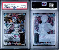 2021 CARDDASS DEMON SLAYER: STAINED GLASS CARDS | GOLD FOIL AKAZA PSA 10 - Image 1