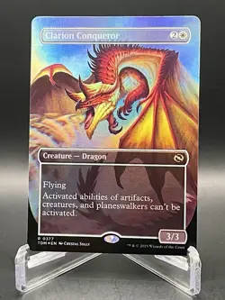 MTG Clarion Conqueror [Borderless Foil] R 0377 Tarkir: Dragonstorm MTG TCG NM/M - Image 1