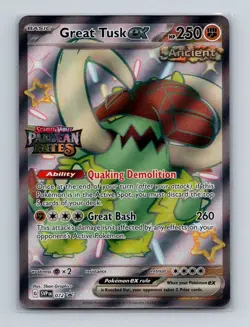 Great Tusk ex 072 Pokemon Paldean Fates Stamped Ultra Rare Promo Card NM+ (b) - Image 1