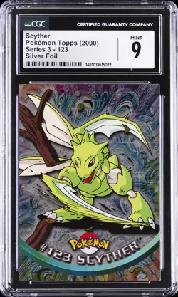 2000 POKEMON TOPPS SERIES 3 SILVER FOIL #123 SCYTHER CGC 9 - Image 1