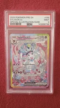 2025 POKEMON PRE EN-PRISMATIC EVOLUTIONS #156 SYLVEON EX PSA 9 - Image 1