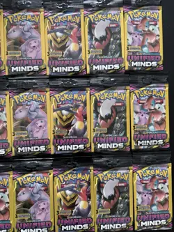 Lot of 32 Pokemon Sun & Moon Unified Minds 3 Card Booster Packs - Image 5