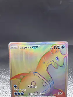 Pokemon Lapras GX Rainbow Holo Card 151/149 Secret Rare Misscut/Off-centered - Image 3