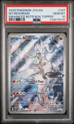 2025 POKEMON JTG EN-JOURNEY TOGETHER 167 N'S RESHIRAM STAMPED PSA 10 - Image 1