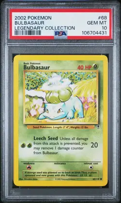 2002 Pokemon Legendary Collection Bulbasaur #68 PSA 10 MINT - Image 1