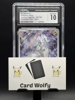 CGC 10 N's Reshiram 167/159 Journey Together Illustration Rare Pokemon Card - Image 3