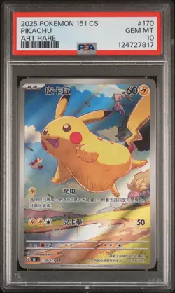 2025 POKEMON SIMPLIFIED CHINESE 151 C-COLL 151 ART RARE #170 PIKACHU PSA 10 - Image 1