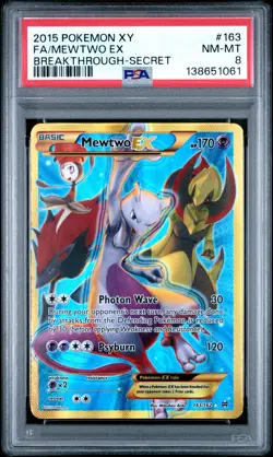 2015 POKEMON XY BREAKTHROUGH SECRET #163 FULL ART/MEWTWO EX PSA 8 - Image 1
