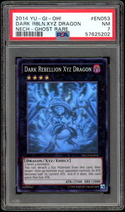 PSA 7 YU-GI-OH! NECH-EN053 DARK REBELLION XYZ DRAGON NECH 2014 GHOST RARE - Image 1