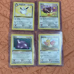 Pokemon TCG Jungle 1st Edition Wigglytuff Eevee Ditto Spearow 4 Card Lot 1999 NM - Image 1