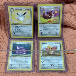 Pokemon TCG Jungle 1st Edition Wigglytuff Eevee Ditto Spearow 4 Card Lot 1999 NM - Image 2